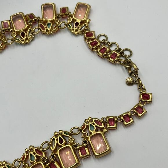 J. Crew Cluster Multicolor Emerald-Cut Crystals Jewel-Tone Collar Necklace - Picture 11 of 12